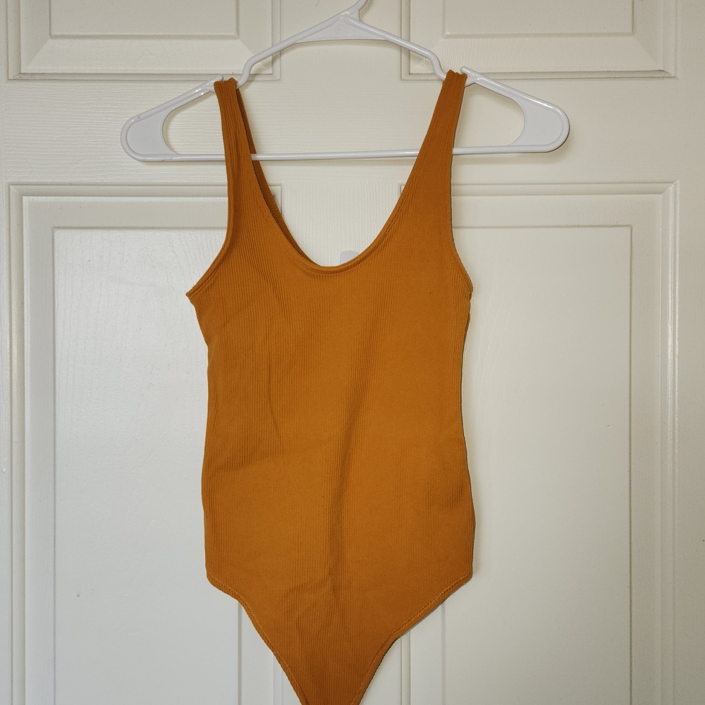 Abercrombie & Fitch Yellow Bodysuit One Piece Scoop Neck